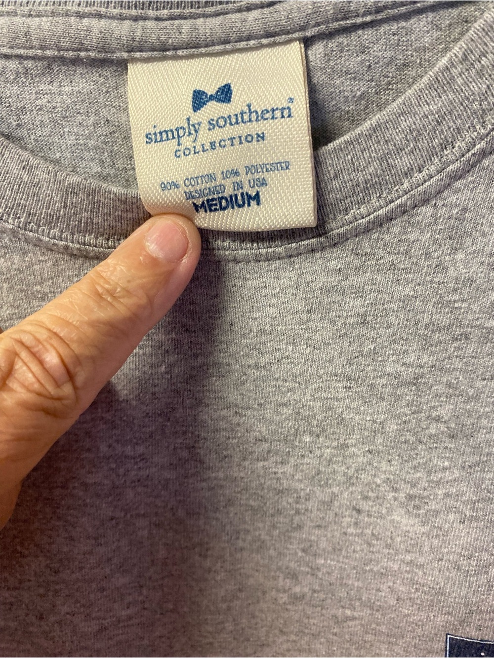 Simply Southern Heather Gray Short Sleeve Tee with Navy Logo - Picture 6 of 6